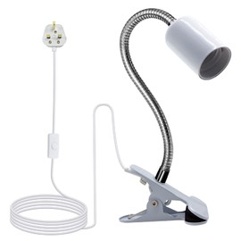Clip on Lamp,Clip on Reading Light with Metal Clip Base,220CM Clip on Bedside Light,9MM&350MM Thickened Lengthened Gooseneck E27 Lamp Holder,E27 Clamp Lamp for Reading Plant Growth Fish Tank Light