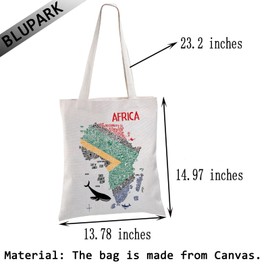 LEVLO Africa Map Tote Bag Africa Travel Gift Africa Tourist Reusable Bag Moving To Africa Gift Africa Vacation Shopping Bag (AFRICA)
