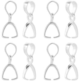 SUNNYCLUE 1 BOX 6PCS 925 Sterling Silver Pinch Clip Clasp Bail Hooks Metal Snap On Pendant Bails Connectors Charms Clips Pendants Clasps Bulk for jewellery Making Supplies Bracelet Necklace Diy Craft