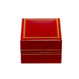 Novel Box Red Jewelry Box for Earrings 2.1x1.9x1.25 Inches - Earring Gift Box with Gold Trim - Faux Leatherette Earring Holder Box - Gift Presentation Boxes for Earrings Only