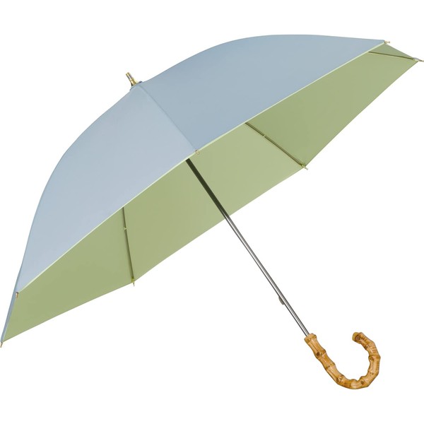 Wpc. 81-11949-101 Parasol Blackout Inside Color Sax <100% Light Shading Rate, 100% UV Protection, UPF50+, Rain or Shine> Long Umbrella, 19.7 inches (50 cm), Ladies' Bamboo Handle, Bicolor Coloring,