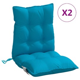 Heemab Lowback Chair Cushions 2 Pack Light Blue Fabric, Water Resistant, Soft Filling for Outdoor and Indoor Use
