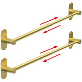 MIROAMZ Towel Bar, Adjustable 14.4inch - 25.2inch Towel Rack, Self Adhesive & Wall Mounted for Bathroom Kitchen Hand Towel Holder Cloths Hanger SUS 304 Stainless Steel Organizer Single Bar Gold