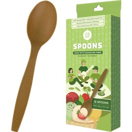 EQUO Sugarcane Utensils, Biodegradable and Compostable Spoons, Pack of 15