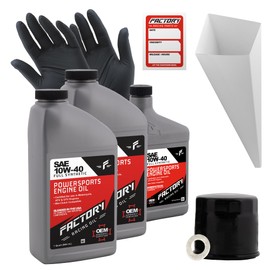 Factory Racing Parts Oil Change Kit compatible with Suzuki VZ800 Marauder – Includes 2.5 Quarts of 10W-40 Full Synthetic Oil, 1 Filter, 1 Crush Washer, 1 Funnel, 1 Oil Change Reminder Sticker