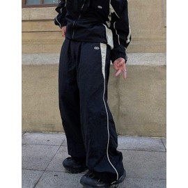 Mens Y2k Sweatpants Vintage Baggy Pants Hip Hop Track Pants Y2k Parachute Pants for Men Black