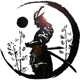 Vinyl Wall Decal Ronin Japanese Warrior Samurai Art Moon Stickers Mural Large Decor (g4308) Black 45 in Tall by 46 in Wide