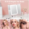 EASEHOLD Vanity Mirror with Lights, 2X 3X Magnification, Trifold, Rechargable,
