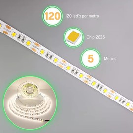 Dosyu Rollo Tira Led 5m 120 Leds 2835 IP20 Interiores Decoración (Blanco Frío)