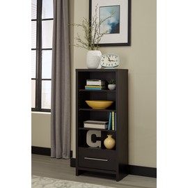 ClosetMaid 1661 Media Storage Tower Bookcase with Drawer, Black Walnut