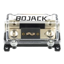 BOJACK - Soporte de fusibles ANL de calibre 0/2/4 AWG en línea con fusible de 150 amperios, sin terminales de cable, soporte de fusibles en línea con cubierta aislante, bloque de fusibles de calibre 4