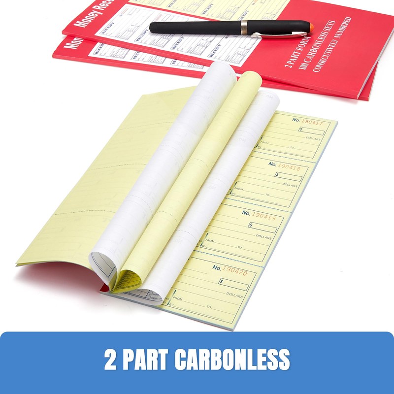 Receipt Book with Carbon Copies, 2-Part carbonless, 100 Sets per