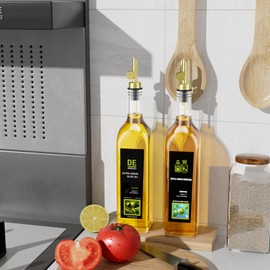 TERESRY Olive Oil Dispenser Spout, Weighted Liquor Pour Spout, Syrup Dispenser Spout, Stainless Steel Automatic Pour Spouts for Liquor Bottles, Oil Bottles, Vinegar, Syrup and Alcohol 2 Pack Golden