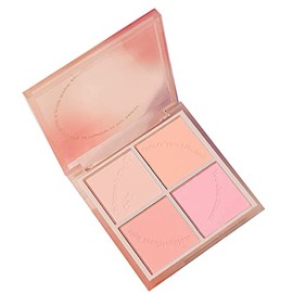 Paleta de Rubor de 4 Colores, Placa de Rubor de Maquillaje Versátil Rosa para Sombra de Ojos y Verificación, Paleta de Ruborr Portátil para Viajes y Uso Diario de Maquillaje