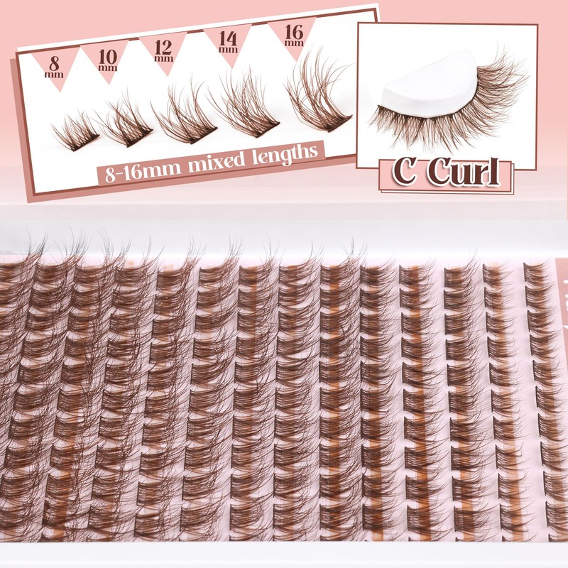 Brown Lash Clusters Natural Lash Extensions Wispy Eyelash Clusters 154