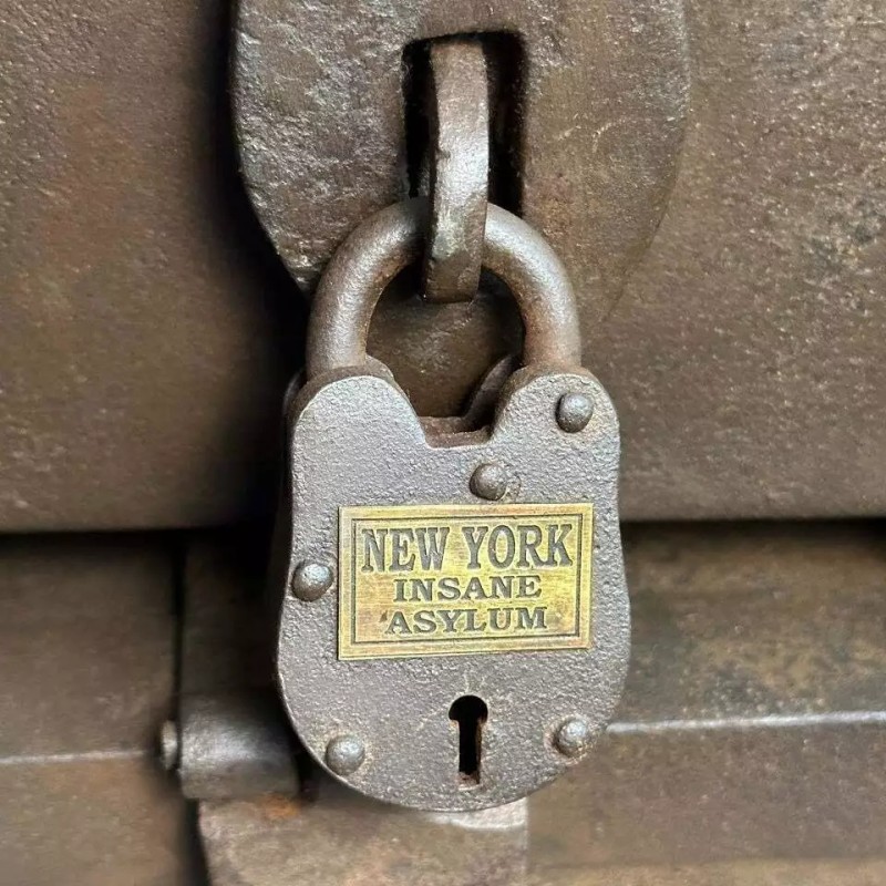 New York Insane Asylum Cast Iron Gate Lock With Brass