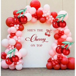 She's The Cherry on Top Decal Sign for Balloons Arch Backdrop Cherry Themed Baby Shower Large Adhesive Letters Sticker Wall Decor Decorations
