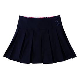 Bienzoe Girls School Uniform Skirt: Kids Adjustable Waist Pleated Dance Skort 10 Navy