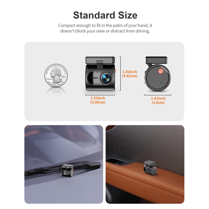 KAWA 2K Tiny Dash Cam, 1296P QHD Mini Car Camera