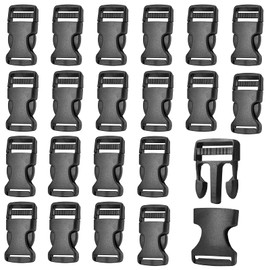 sinzau Click Fastener Pack of 20, Side Squeeze Buckle Replacement Buckle, Plastic Buckle for Webbing, 6 Sizes to Choose from: 15/20/25/32/38/50 mm, black