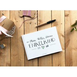 Enkelbuch für Großeltern - Mein tolles, kleines Enkelkind - Entry Book and Photo Album, Memory Album for Grandma and Grandpa, A5, Hardcover White Mint, 60 Pages, Recycled Paper, Climate Neutral