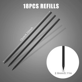 KINBOM 18pcs 2.8mm Carpenter Pencil Refills, Solid Carpenter Pencil Refills Deep Hole Mechanical Construction Pencil Refill Carpenter Pencil Lead Refills for Drawing Woodworking (Black)