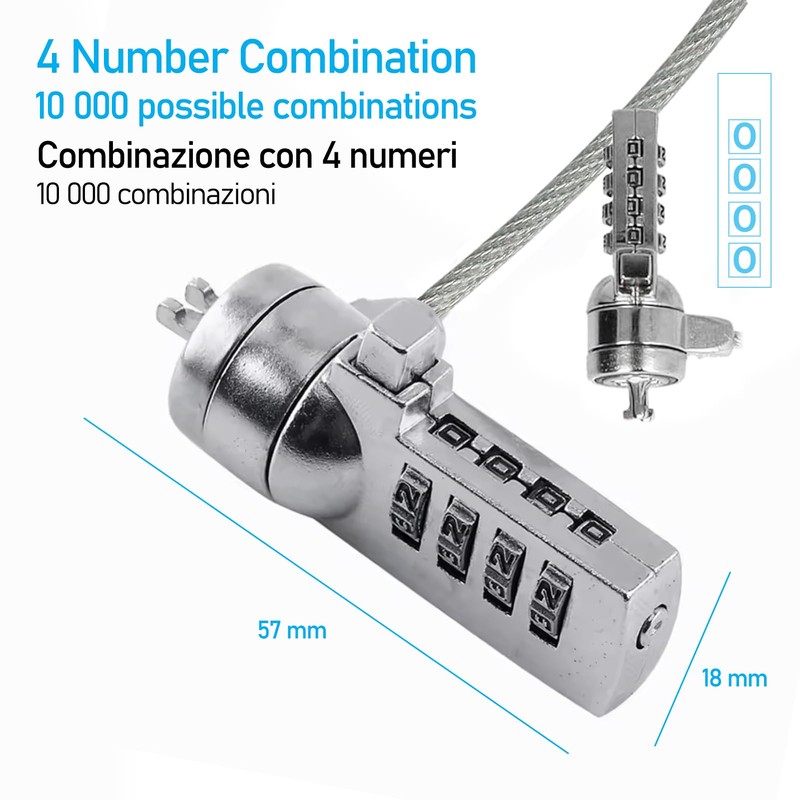 150cm Steel Anti-Theft Combination Combination Lock Compatible with Kensington Standard