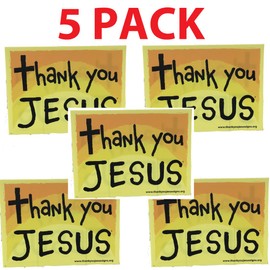 Memory Cross Thank You Jesus Christian Yard Sign Printed on Both Sides with Stakes - 5 Pack