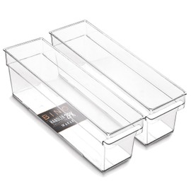 BINO | Plastic Storage Bins, Small | THE HANDLER COLLECTION | Multipurpose Organizer Bins | Kitchen Pantry Organizers and Storage | Clear Containers for Organizing Home | Freezer Organizer