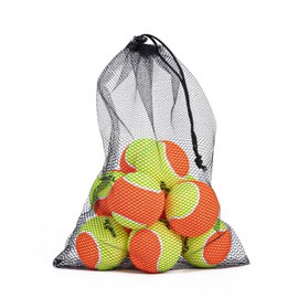 Egles 12 Pack Kids Tennis Balls 50% Low Compression Stage Tennis Ball, Practice Balls for Beginners, Youth Training & Dog Play, Durable Orange Yellow Tennis Balls with Mesh Bag for All Court