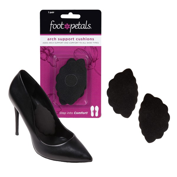 Foot Petals Cojín, soporte, arco cómodo, zapatos de vestir para mujer, tacones, zapatos planos, Negro, Talla unica