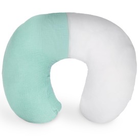 Dormlony Nursing Pillow with Removable Muslin Cover,Nursing Pillows for Breastfeeding,Tummy time and Baby Sitting Support,Blue