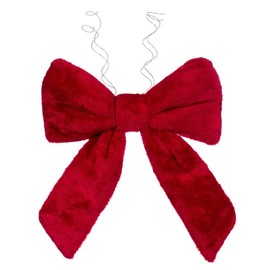 Vickerman 12" x 15" Red Faux Fur Bow. Festive Christmas Decor and it is Ready to Hang.
