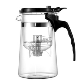 UPKOCH Heat Resistant Glass Teapot with Detachable Infuser, 500ml Clear Tea Kettle for Home and Office, for Loose Leaf and Blooming Tea