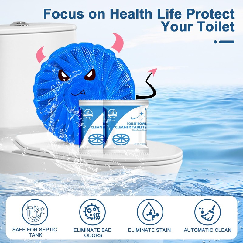 Msvvko Toilet Bowl Cleaner Tablets Blue Toilet Tank Cleaners, Septic-Safe
