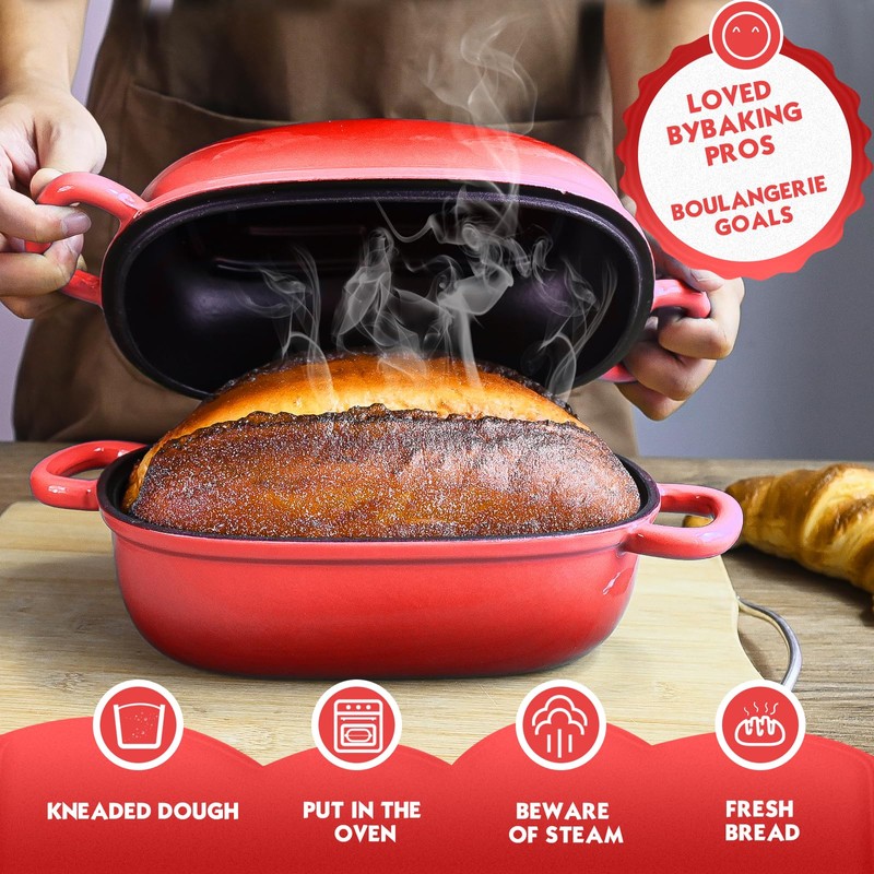 PROCHOP Dutch Oven for Bread Baking 9x6 Inch - 2.5QT