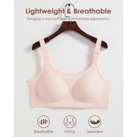 As Fairy Lace Nursing Bra for Breastfeeding Full Coverage Wireless Maternity Bra with Support Comfort Seamless Bralettes for Women (Pink L)