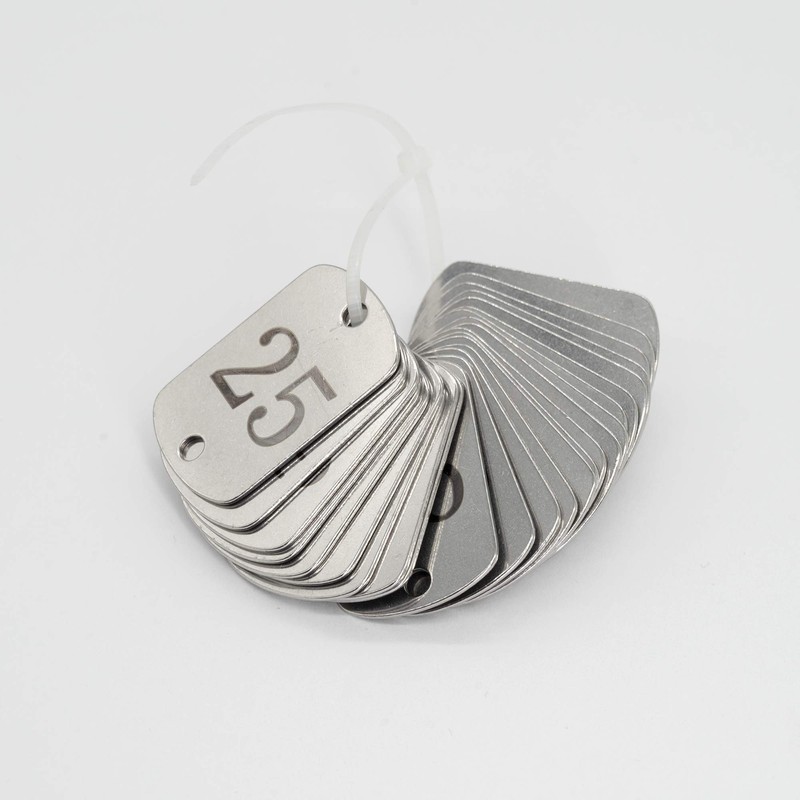 Rectangular Stainless Steel Numbered Tags Key Tags with Two Holes