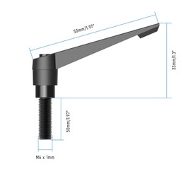 Skweawert Clamping Lever Handles, M6 x 50mm Male Thread, Adjustable Quick Release Locking Rotating Screw Bolt Stud Knobs Apply for Lathe Machinery, Black