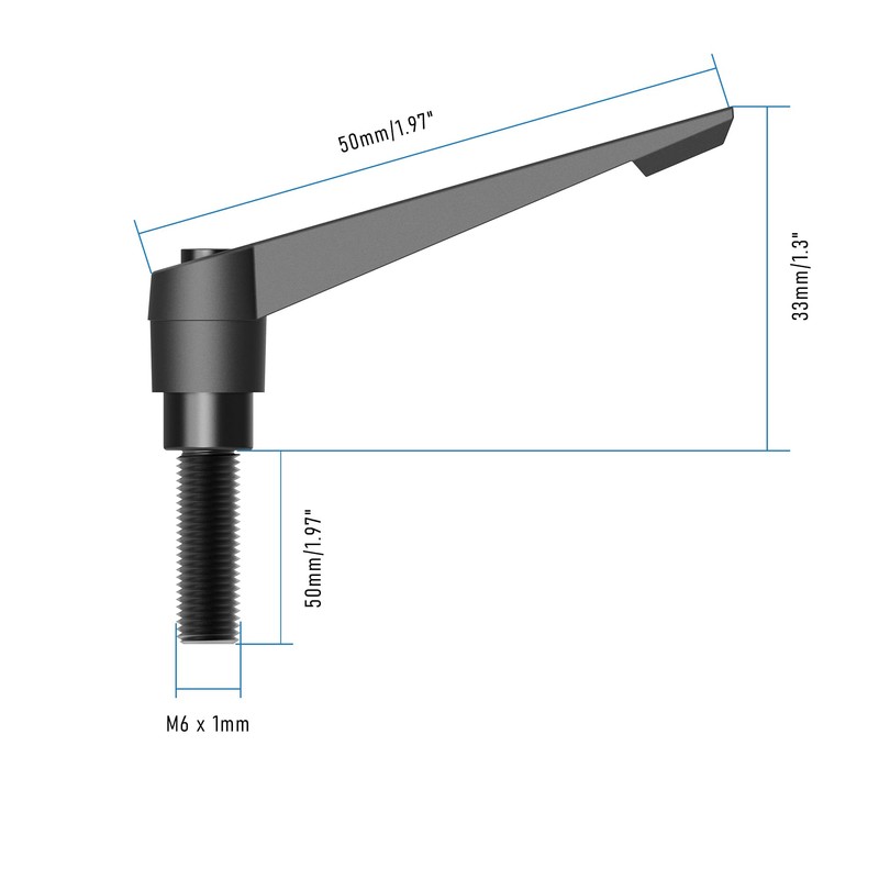 Skweawert Clamping Lever Handles, M6 x 50mm Male Thread, Adjustable
