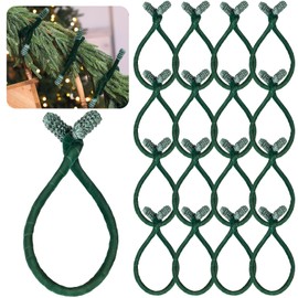 Jutom 16 Pcs 25 Inches Christmas Velvet Garland Ties Decorative Banister Twist Ties Reusable and Flexible for Xmas Light Banisters Home Stairways Railings Decoration(Green)