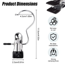 30Pcs Portable Laundry Hooks Clips, BOJVESH Stainless Steel Anti-Slip Boots Hangers, Heavy Duty Multi-Functional Single Clothes Pins Hanging Hold Clips for Home Travel Coat Hats Towels Socks Pants