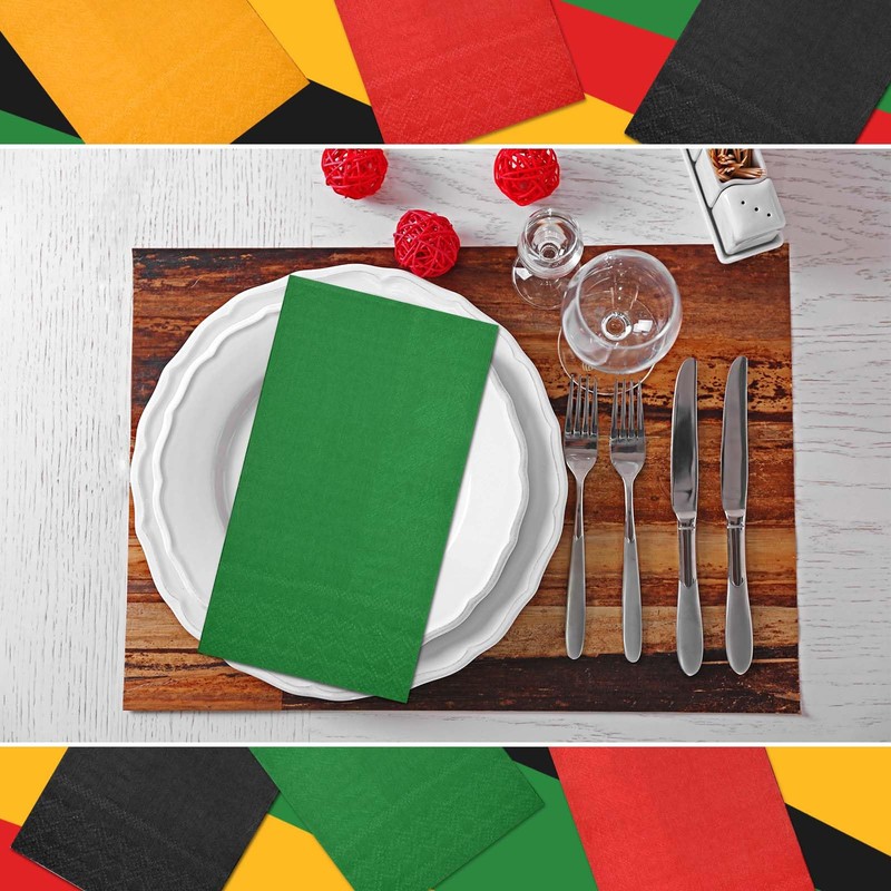 120Pcs Black History Month Paper Napkins Red Green Yellow Black