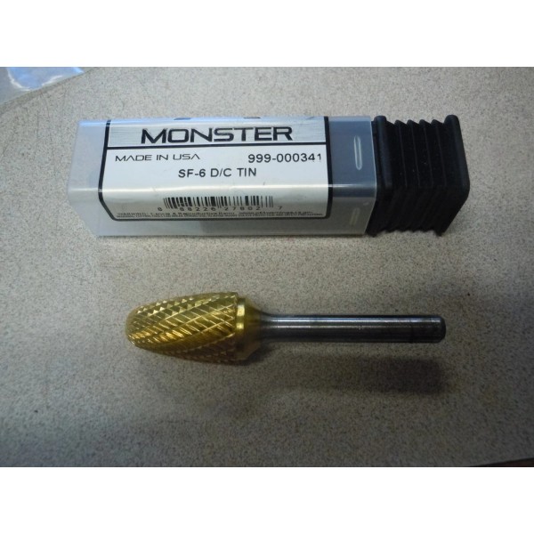 Monster SF6 D/C TIN Tree Shaped Radius Carbide Bur, 5/8"