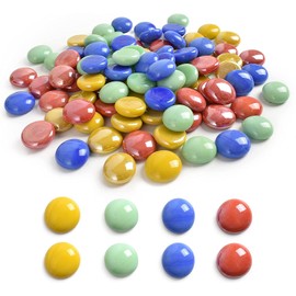 LUEYAO 1LB Colored Flat Marbles Glass Gems Beads for Aquarium Succulent Garden Decoration Craft Project Fish Tank