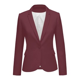 luvamia Women's Notched Lapel Neck Long Sleeves One Button Pockets Blazer Jacket Wear to Work Suit Suit for Women Oversized Blazers for Women Trendy Womens Tuxedo Jacket Cabernet Port Red Size X-Small