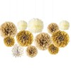 Ainmto Gold White Hanging Tissue Paper Pom Poms for Birthday