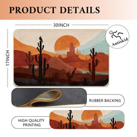 Koesus Boho Western Door Mat, Vintage Desert Landscape Sun Door Mat Indoor Outdoor Entrance Porch, Western Bath Mats, Boho Welcome Mats for Bathroom, 17x30 Inches