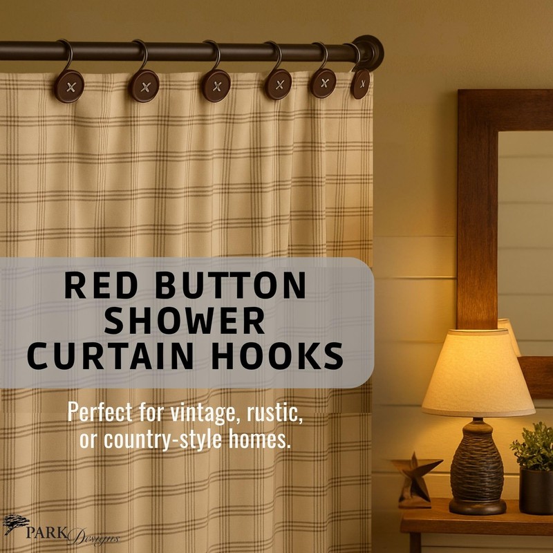 Park Designs Red Button Shower Curtain Hooks | Decorative Country