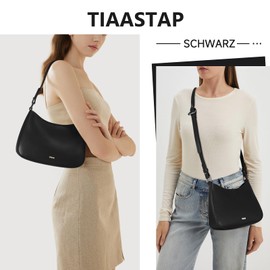 TIAASTAP Handbag Women's Small Hobo Bag Elegant Shoulder Bag Y2K Shoulder Bag for Women PU Leather Shoulder Bag Women's Small Handbags with Zip Cool Things for Teenage Girls, black